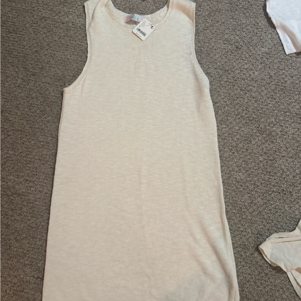 FP Beach Sleeveless Cream Knit Dress